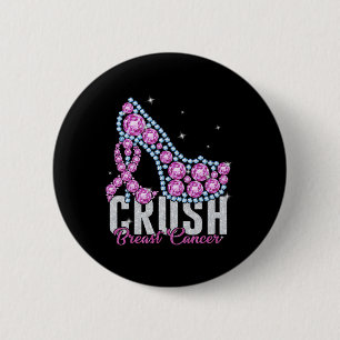 Crush Breast Cancer Bling Ribbon 6 Cm Round Badge