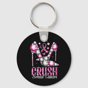 Crush Breast Cancer Pink Bling High Heels Ribbon  Key Ring
