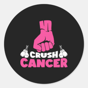 Crush Cancer Boxing Pink Ribbon Breast Cancer Awar Classic Round Sticker