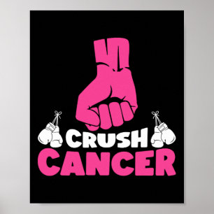 Crush Cancer Boxing Pink Ribbon Breast Cancer Awar Poster