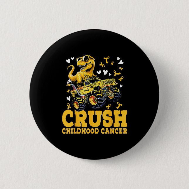 Crush Childhood Cancer Awareness Monster Truck Din 6 Cm Round Badge (Front)