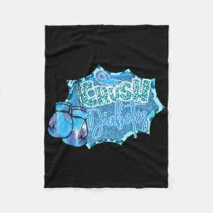 Crush Diabetes Blue Boxing Gloves Diabetes Awarene Fleece Blanket