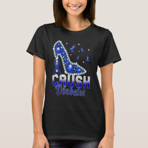 Crush Diabetes Women Blue High Heel Diabetes Aware T-Shirt