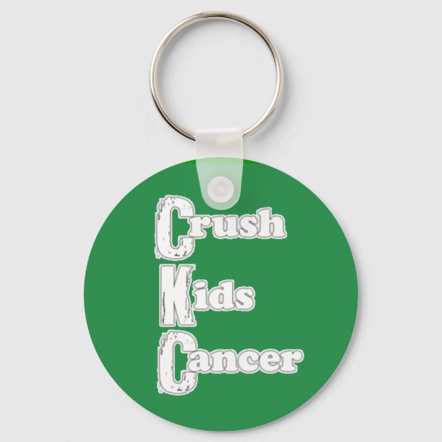 "Crush Kids Cancer" Green Keychain (Front)