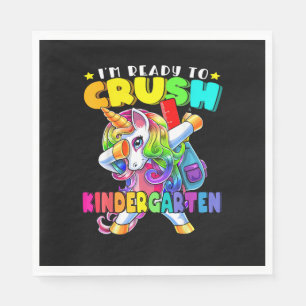 Crush Kindergarten Dabbing Unicorn Back to School Napkin