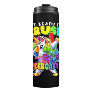 Crush Kindergarten Dabbing Unicorn Back to School  Thermal Tumbler