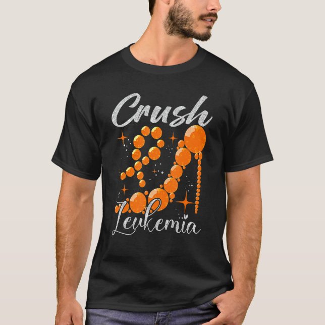 Crush Leukaemia Awareness Orange Ribbon High Heel  T-Shirt (Front)