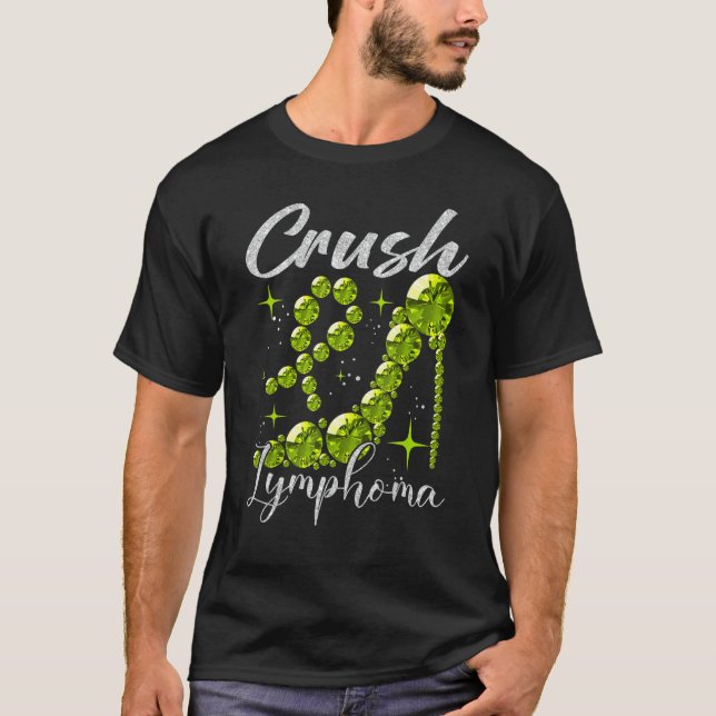 Crush Lymphoma Awareness Lime Green Ribbon High He T-Shirt (Front)