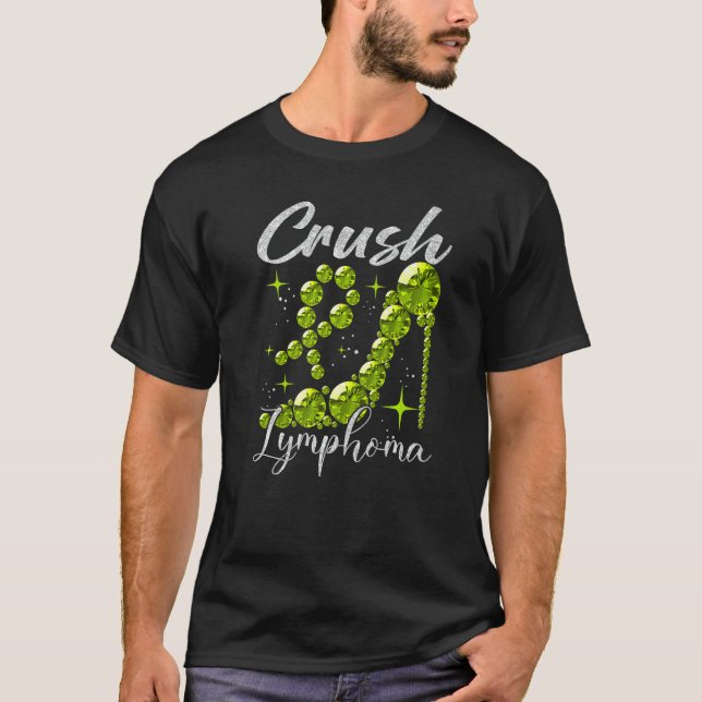 Crush Lymphoma Awareness Lime Green Ribbon High He T-Shirt (Front)