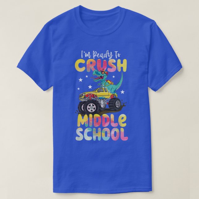 Crush Middle School Dinosaur Monster Truck Back To T-Shirt (Design Front)