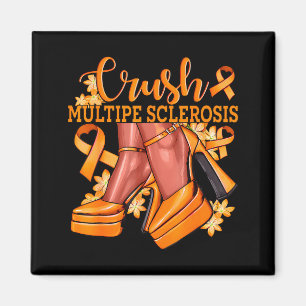 Crush Multiple Sclerosis Bling Orange Ribbon Aware Magnet