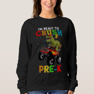 Crush Pre K Back To School Monster Truck Dinosaur Sweatshirt