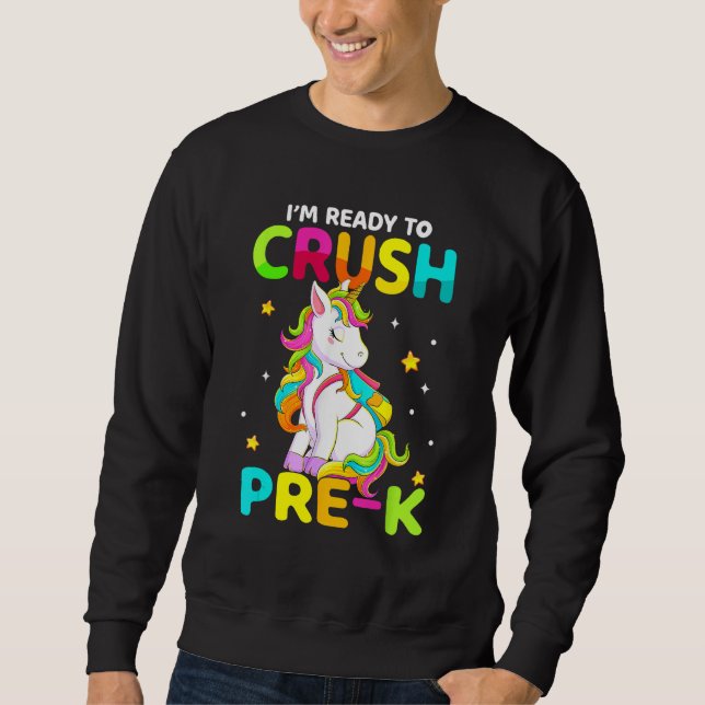 Crush Pre K Dabbing Unicorn Back To School Girls Sweatshirt (Front)