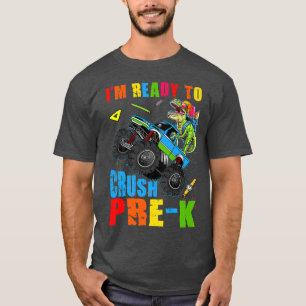 Crush Pre-k Dinosaur Monster Truck Back To School  T-Shirt