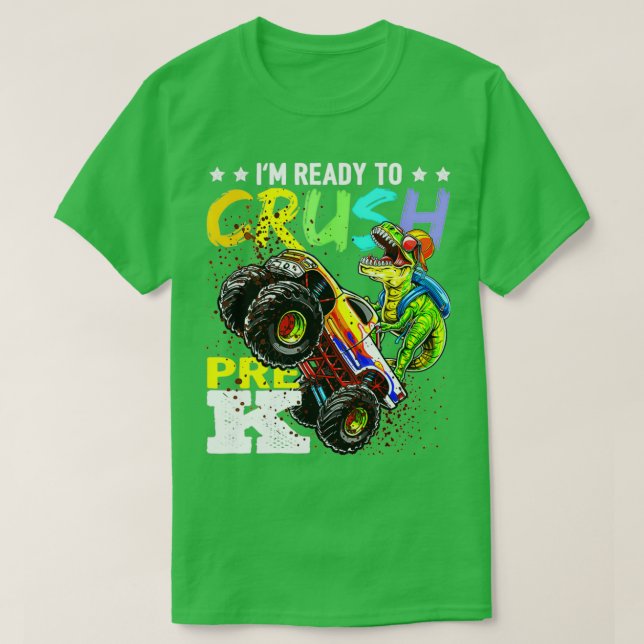 Crush PreK Dinosaur Monster Truck Back to School B T-Shirt (Design Front)