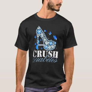 Crush Type 1 Diabetes Awareness Blue Butterflies H T-Shirt