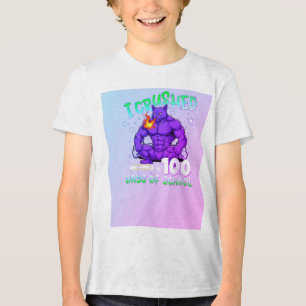 Crushed 100 Days of School–funny cat Tri-Blend Shirt