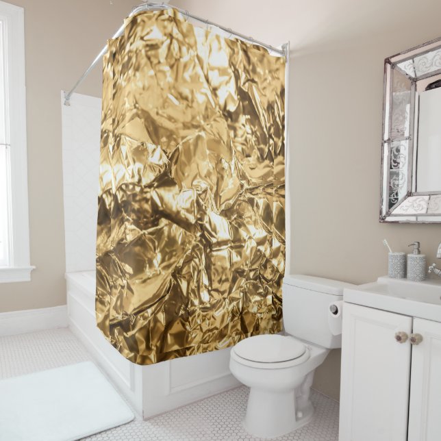Crushed Golden Folds Shower Curtain (In Situ)
