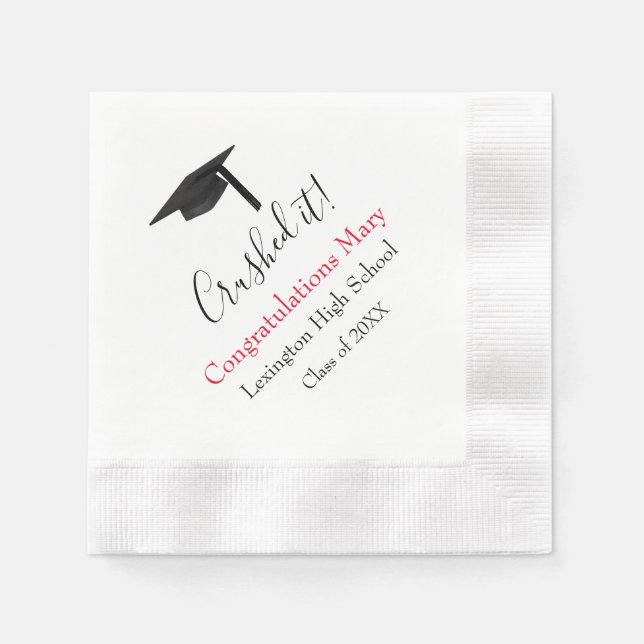 Crushed It! Paper Party Graduation  Napkin (Front)