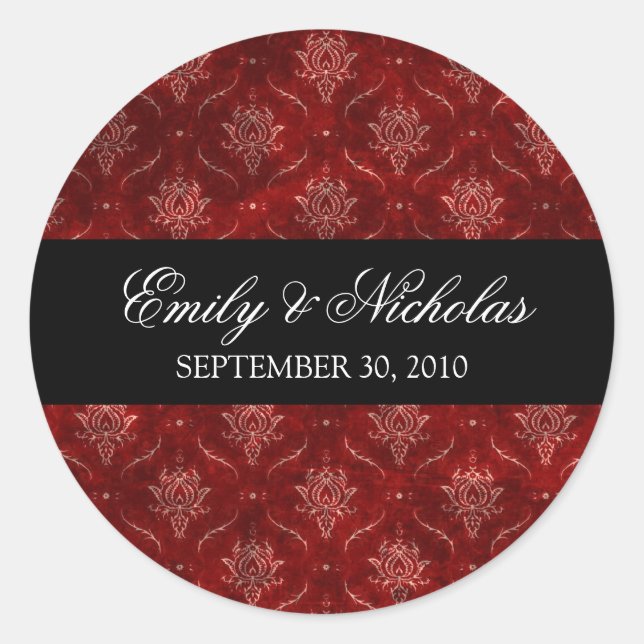 Crushed Red Velvet Elegant Wedding Invitation Seal (Front)