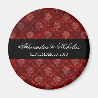 Crushed Red Velvet Wedding Favour Magnet (round)