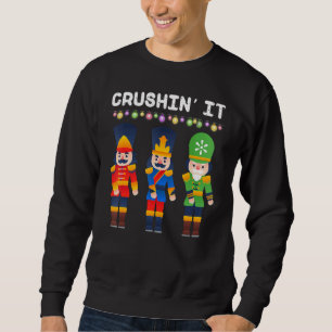 Crushin It Flossing Nutcracker Christmas Dance Sweatshirt