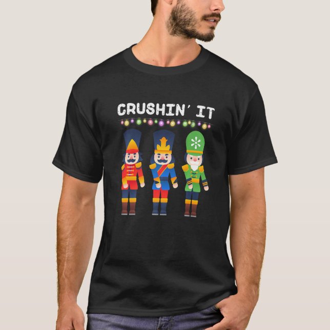 Crushin It Flossing Nutcracker Christmas Dance T-Shirt (Front)