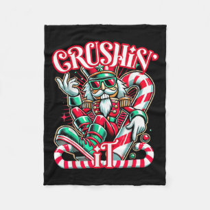 Crushin' It Nutcracker Xmas Funny Christmas Men Wo Fleece Blanket