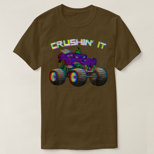 Crushin' Monster Truck Vintage Retro260 T-Shirt (Design Front)