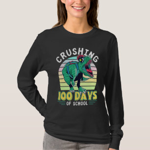 Crushing 100 Days of School Dinosaur Rex Dino Boys T-Shirt