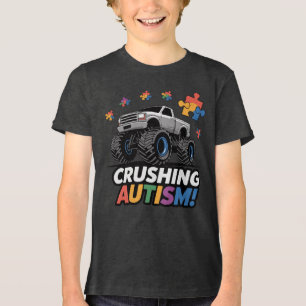 Crushing Autism Monster Truck Autistic Tri-Blend Shirt