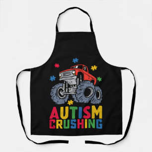 Crushing Autism Monster Truck Awareness Boy Girl Apron