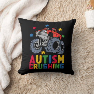 Crushing Autism Monster Truck Awareness Boy Girl Cushion