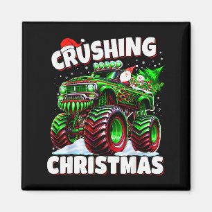 Crushing Christmas Truck For Boys Kids Holiday Magnet