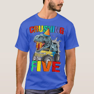 Crushing Five Birthday Monster Truck Dinosaur T-Shirt