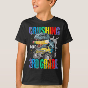 Crushing Into 3rd Grade Monster Truck Dinosaur Boy T-Shirt