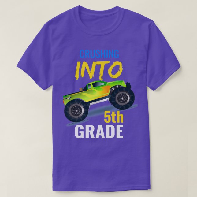 Crushing into 5th Grade Kidx27s Monster Truck Love T-Shirt (Design Front)