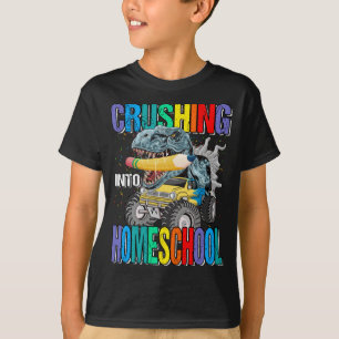 Crushing Into Homeschool Monster Truck Dinosaur T-Shirt