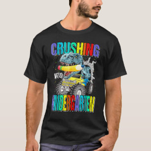 Crushing Into Kindergarten Monster Truck Dinosaur T-Shirt