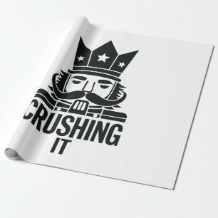 Crushing It Funny Christmas Nutcracker Wrapping Paper