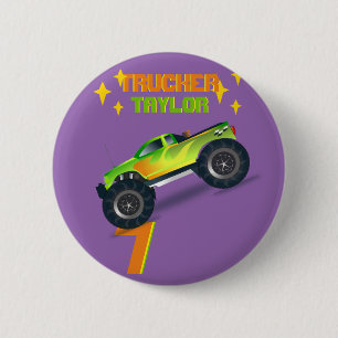 Crushing It MONSTER TRUCK Kids Birthday AGE NAME 6 Cm Round Badge