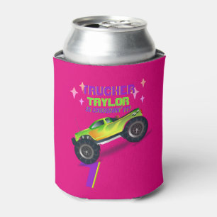 Crushing It MONSTER TRUCK PINK Birthday AGE NAME Can Cooler