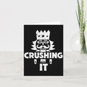 Crushing It Nutcracker Funny Retro Christmas Festi Card
