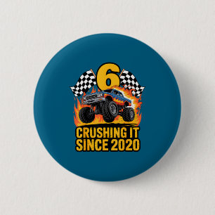 Crushing It Since 2020 Monster Truck 6 Year Old Bi 6 Cm Round Badge
