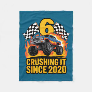 Crushing It Since 2020 Monster Truck 6 Year Old Bi Fleece Blanket