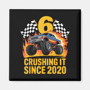 Crushing It Since 2020 Monster Truck 6 Year Old Bi Magnet