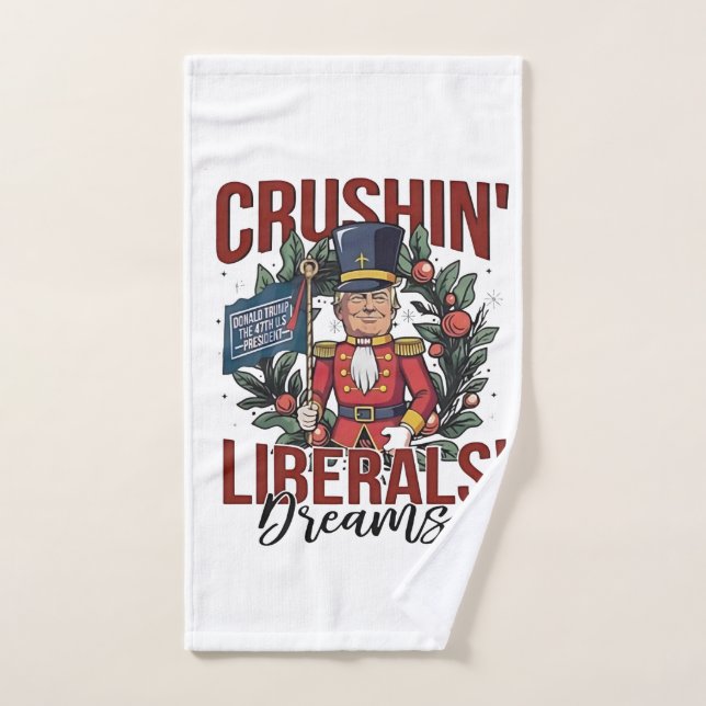 Crushing Liberals Dreams Trump Nutcracker Xmas Hand Towel (Hand Towel)