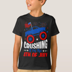 Crushing on the 4th of july monster truck usa flag T-Shirt