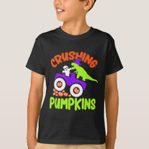 Crushing Pumpkins Lazy Halloween Costume Cute Dino T-Shirt