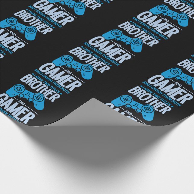 Crushing Two Titles Brother and Gamer Wrapping Paper (Corner)